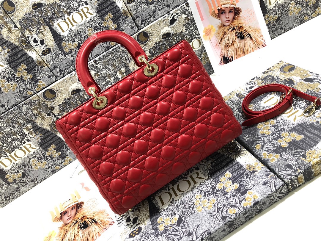 Large Lady Dior Bag Red Cannage Lambskin